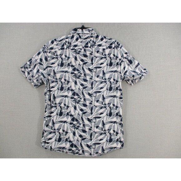 Michael Kors Mens Slim Fit Short Sleeve Leaf Print Button-Down Shirt M - Picture 7 of 8